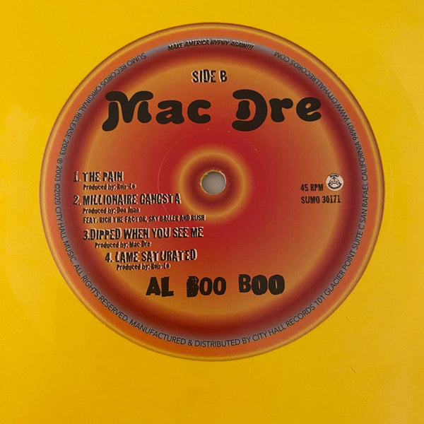Used Vinyl Mac Dre – Al Boo Boo 2LP USED NM/NM Yellow/Orange Vinyl J081524-05
