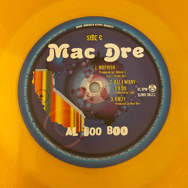 Used Vinyl Mac Dre – Al Boo Boo 2LP USED NM/NM Yellow/Orange Vinyl J081524-05