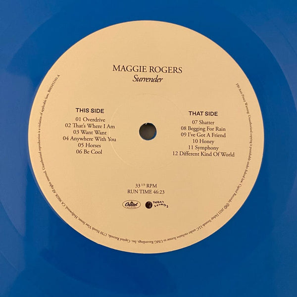 Used Vinyl Maggie Rogers – Surrender LP USED NM/VG+ Blue Vinyl J072524-13