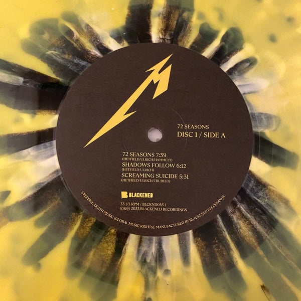 Used Vinyl Metallica – 72 Seasons 2LP USED NM/NM Yellow w/ Splatter Club Edition J020524-21