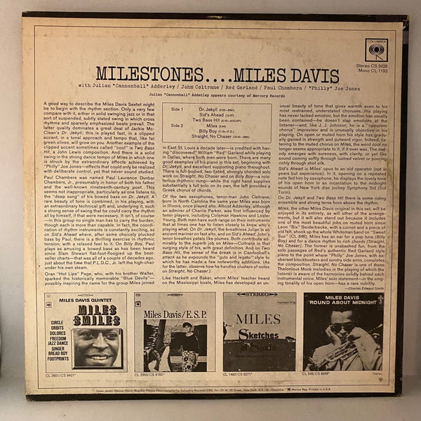 Used Vinyl Miles Davis – Milestones LP USED NM/VG+ J060724-10