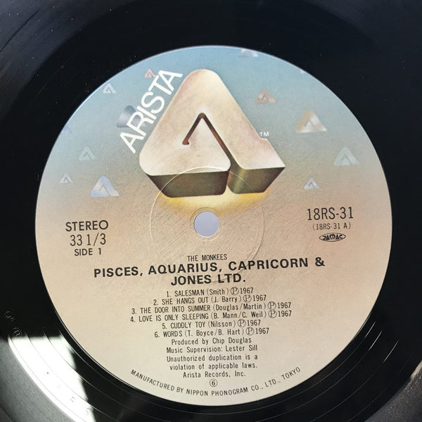 Used Vinyl Monkees - Pisces, Aquarius, Capricorn & Jones Ltd. LP Japanese Pressing VG++-VG++ USED 3212