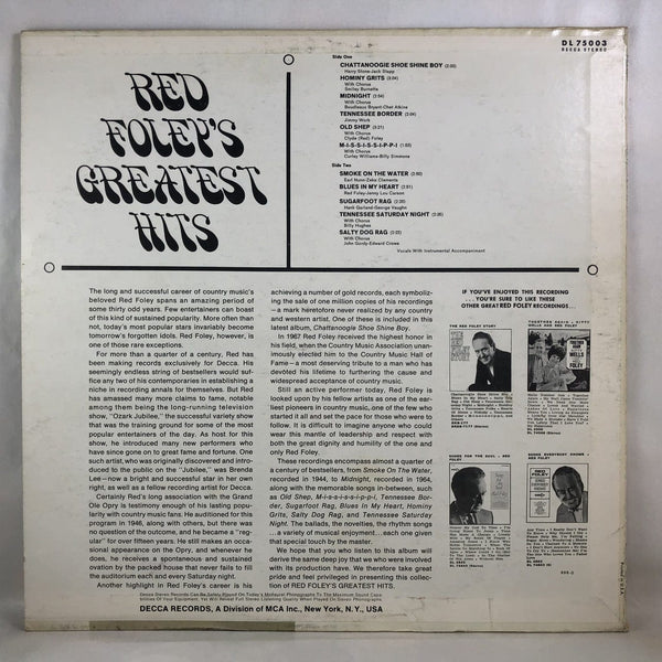 Used Vinyl Red Foley - Greatest Hits LP VG++-VG+ USED 10958