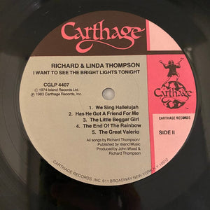 Used Vinyl Richard And Linda Thompson – I Want To See The Bright Lights Tonight LP USED VG+/NM 1983 Pressing J101324-09