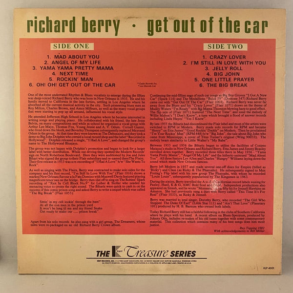 Used Vinyl Richard Berry – Get Out Of The Car LP USED NM/VG+ 1985 Pressing J070724-14