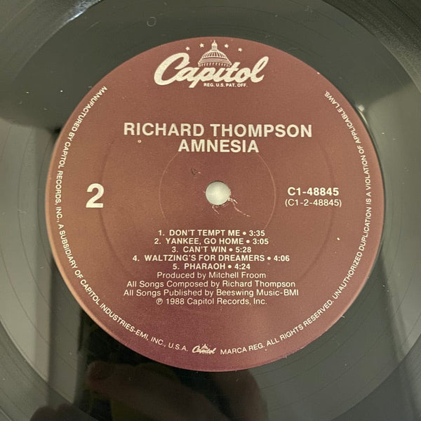 Used Vinyl Richard Thompson – Amnesia LP USED NM/VG++ 1988 Pressing J101324-04