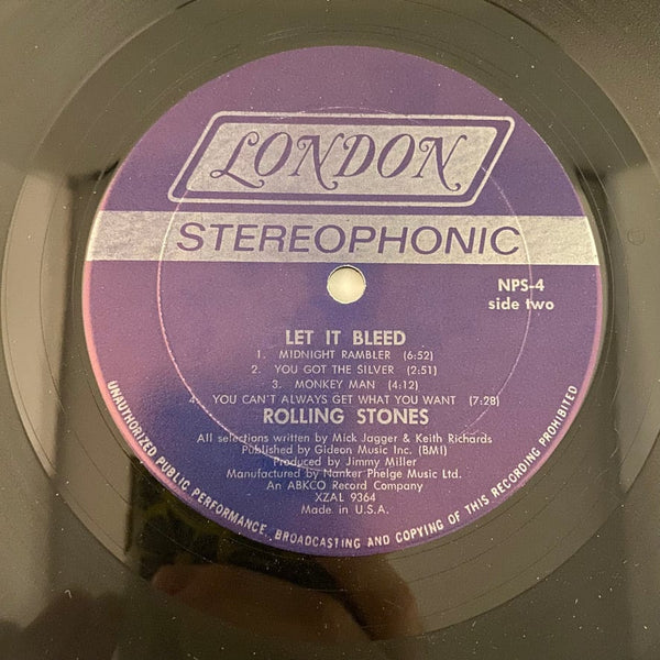 Used Vinyl Rolling Stones – Let It Bleed LP USED VG++/VG++ 1969 Pressing 062924-03