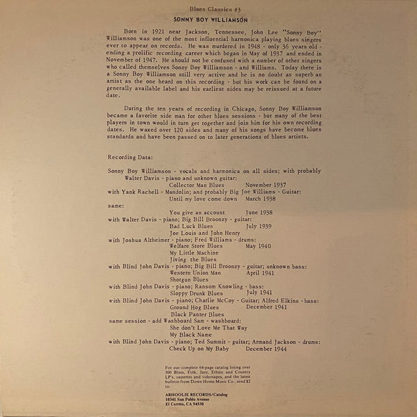 Used Vinyl Sonny Boy Williamson – Blues Classics By Sonny Boy Williamson LP USED VG++/VG++ J021923-10