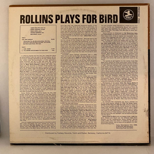 Used Vinyl Sonny Rollins – Rollins Plays For Bird LP USED NM/VG 1972 Pressing J071224-04