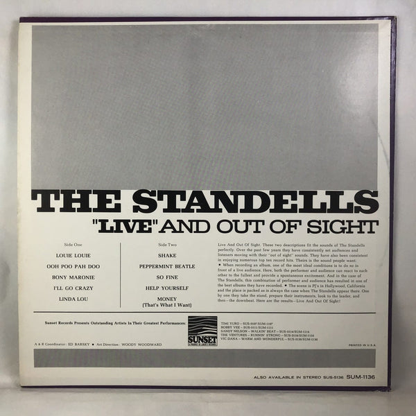 Used Vinyl Standells - "Live" and Out of Sight LP VG++-VG+ USED 10412