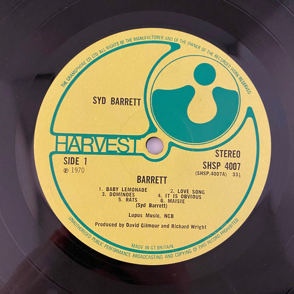 Used Vinyl Syd Barrett – Barrett LP USED VG+/VG Original UK Pressing J062623-10