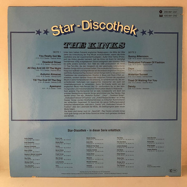 Used Vinyl The Kinks – Star-Discothek LP USED NM/VG+ German Pressing J060224-04