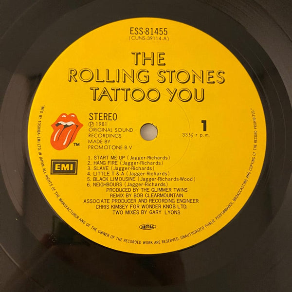Used Vinyl The Rolling Stones – Tattoo You LP USED VG++/VG+ Japanese Pressing J060224-15