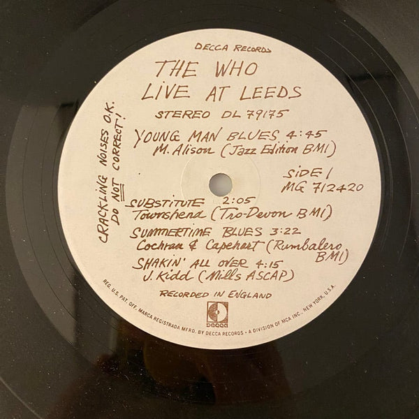 Used Vinyl The Who – Live At Leeds LP USED VG+/VG+ w/ 12 Inserts J030323-04