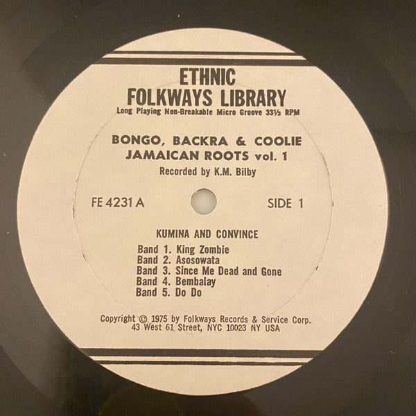 Used Vinyl Unknown Artist - Bongo, Backra And Coolie: Jamaican Roots Volume 1 LP USED VG++/VG J080822-04