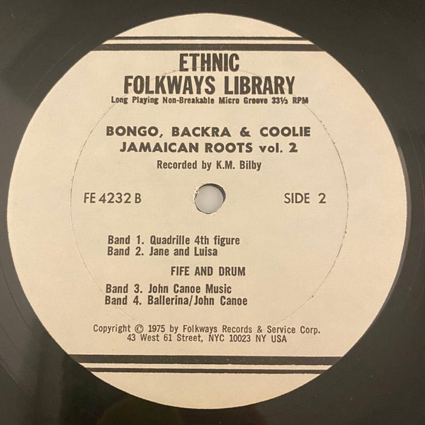 Used Vinyl Unknown Artist - Bongo, Backra & Coolie: Jamaican Roots Volume 2 LP USED VG++/VG J080822-05