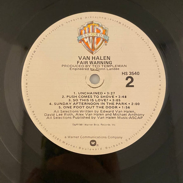 Used Vinyl Van Halen – Fair Warning LP USED VG+/VG 1981 Pressing J072824-03