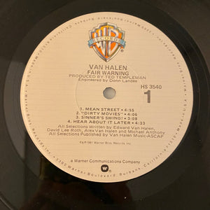 Used Vinyl Van Halen – Fair Warning LP USED VG++/VG+ 1981 Pressing J081824-10