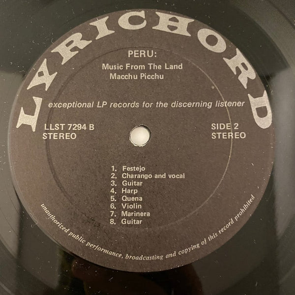 Used Vinyl Various Artists – Peru: Music From The Land Of Macchu Picchu LP USED VG++/VG+ J080122-04