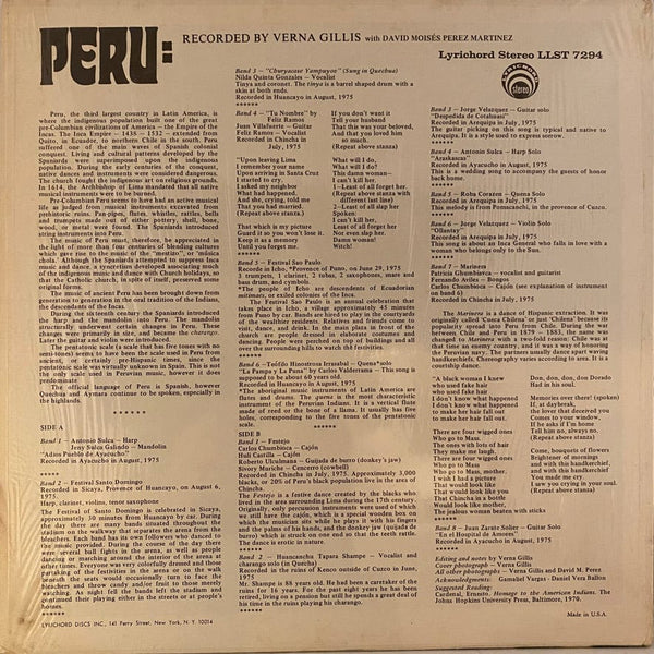 Used Vinyl Various Artists – Peru: Music From The Land Of Macchu Picchu LP USED VG++/VG+ J080122-04