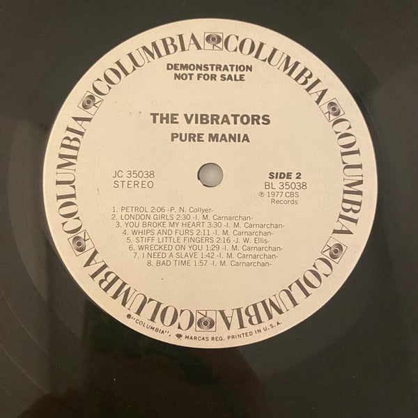 Used Vinyl Vibrators – Pure Mania LP USED VG++/VG 1977 Pressing White Label Promo J070724-24