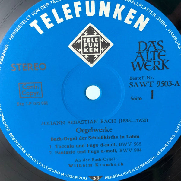 Used Vinyl Wilhelm Backhaus - Johann Sebastian Bach: Organ Works 1708-1744 LP German Import VG++/VG USED 13907