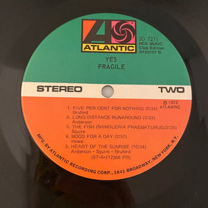 Used Vinyl Yes – Fragile LP USED VG+/G+ Club Edition J052024-06