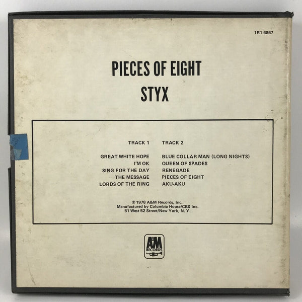 Styx - Pieces of Eight 3 3-4 Reel to Reel NOT PLAY TESTED USED