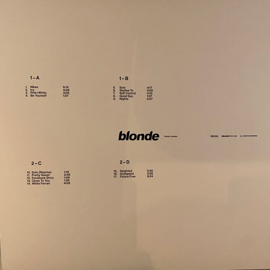 Frank Ocean – Blonde 2LP USED VG++/VG++ 2022 Official Pressing