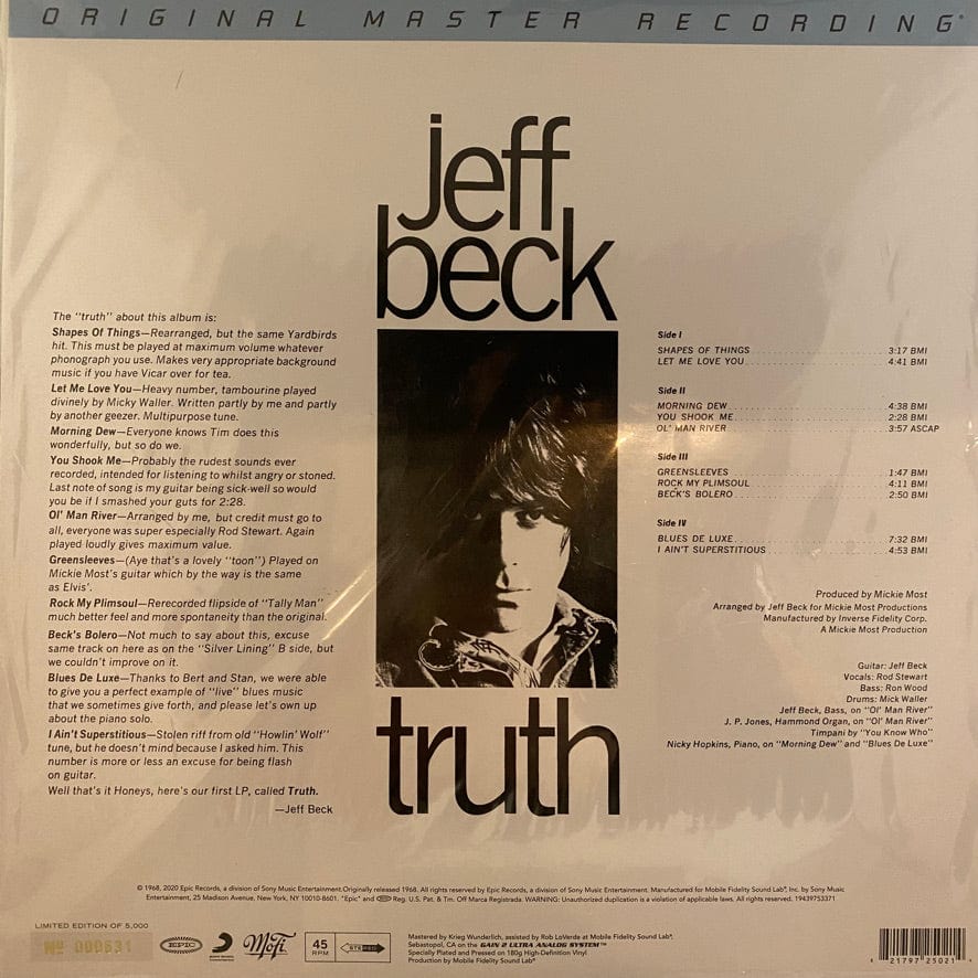 【新品未開封】稀少Jeff Beck / Truth MFSL