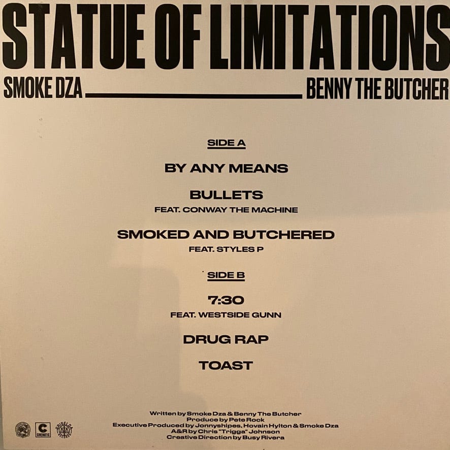 Smoke DZA & Benny The Butcher – Statue of Limitations LP USED NM/VG+